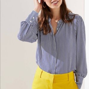 Striped crossover back blouse